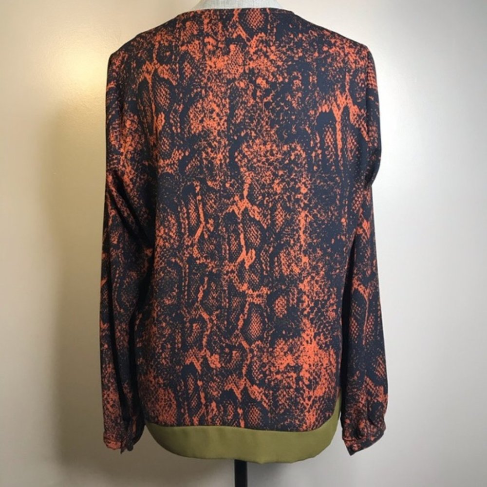 Cabi #101 Border Wrap Python Print L/S Blouse Med - image 4